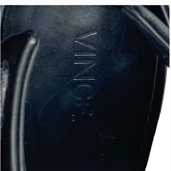 Vince Faye Black Leather Open Toe Cut Out Heel Ankle Booties - Size 8 EU 38 - Picture 8 of 9